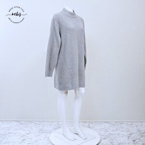 NWT Outerknown Cashmere Blend Mock Neck Sweater Midi Dress Gray Women SP
